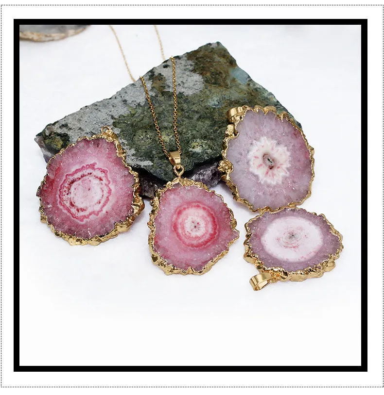 Wholesale 10PCS Sun Flower Pendant Natural Agate Stone Necklace