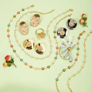 Wholesale 18k Gold Stainless Steel Daisy Gold Color Daisy Chain Necklaces