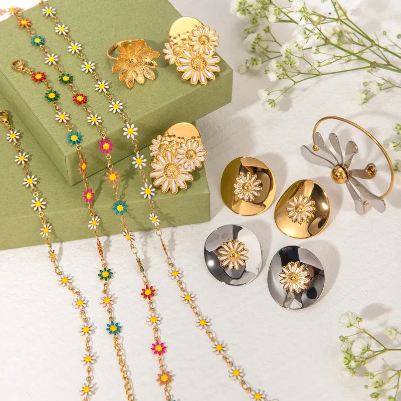 Wholesale 18k Gold Stainless Steel Daisy Gold Color Daisy Chain Necklaces