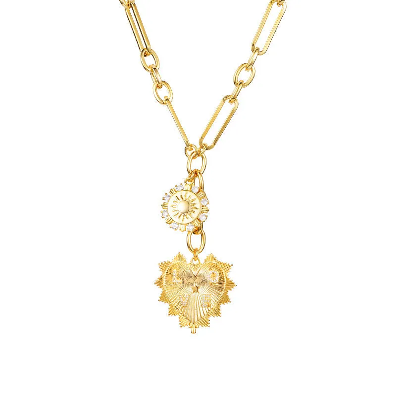 Wholesale 18k Real Gold Electroplated Love Necklace