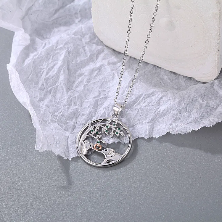 Wholesale 925 Silver Elephant Love Necklace