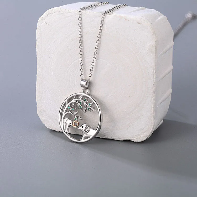 Wholesale 925 Silver Elephant Love Necklace