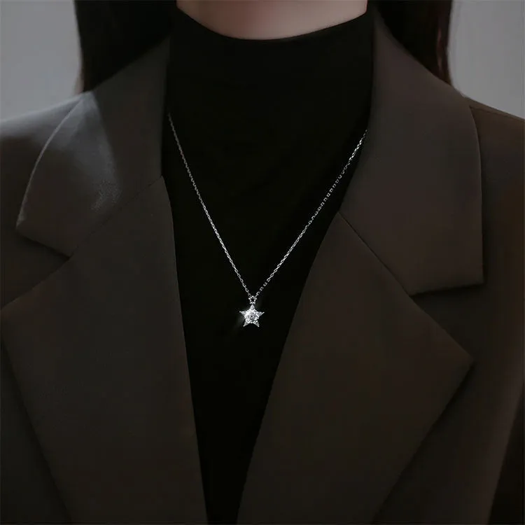 Wholesale 925 Sterling Silver Star Studded Diamond Necklace
