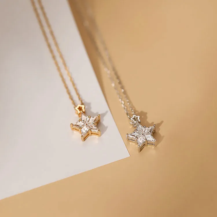 Wholesale 925 Sterling Silver Star Studded Diamond Necklace