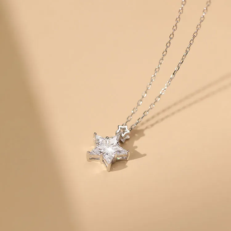 Wholesale 925 Sterling Silver Star Studded Diamond Necklace