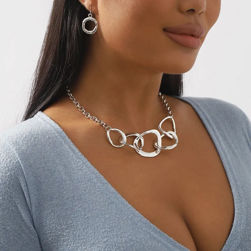 Wholesale Alloy Creative Fashion Punk Style Splicing Ring Necklace