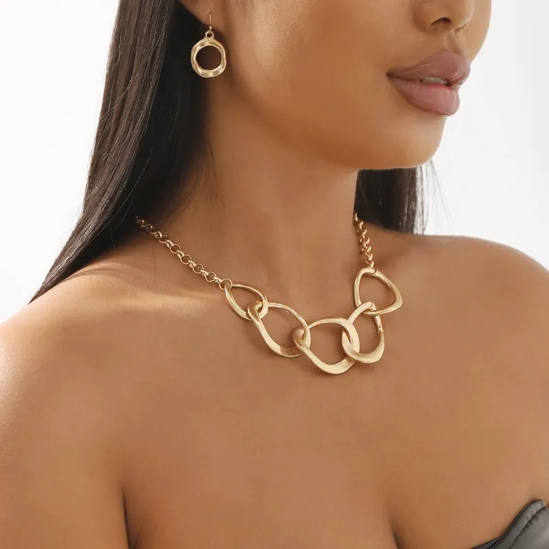 Wholesale Alloy Creative Fashion Punk Style Splicing Ring Necklace