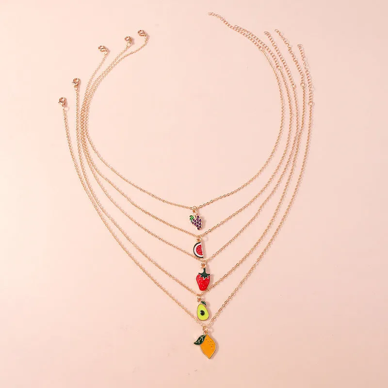 Wholesale Alloy Fruit Pendant Necklace
