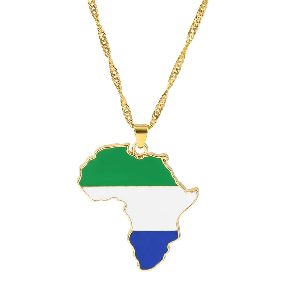 Wholesale Alloy Map Enamel Oil Drip Pendant Necklace