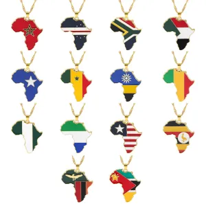 Wholesale Alloy Map Enamel Oil Drip Pendant Necklace