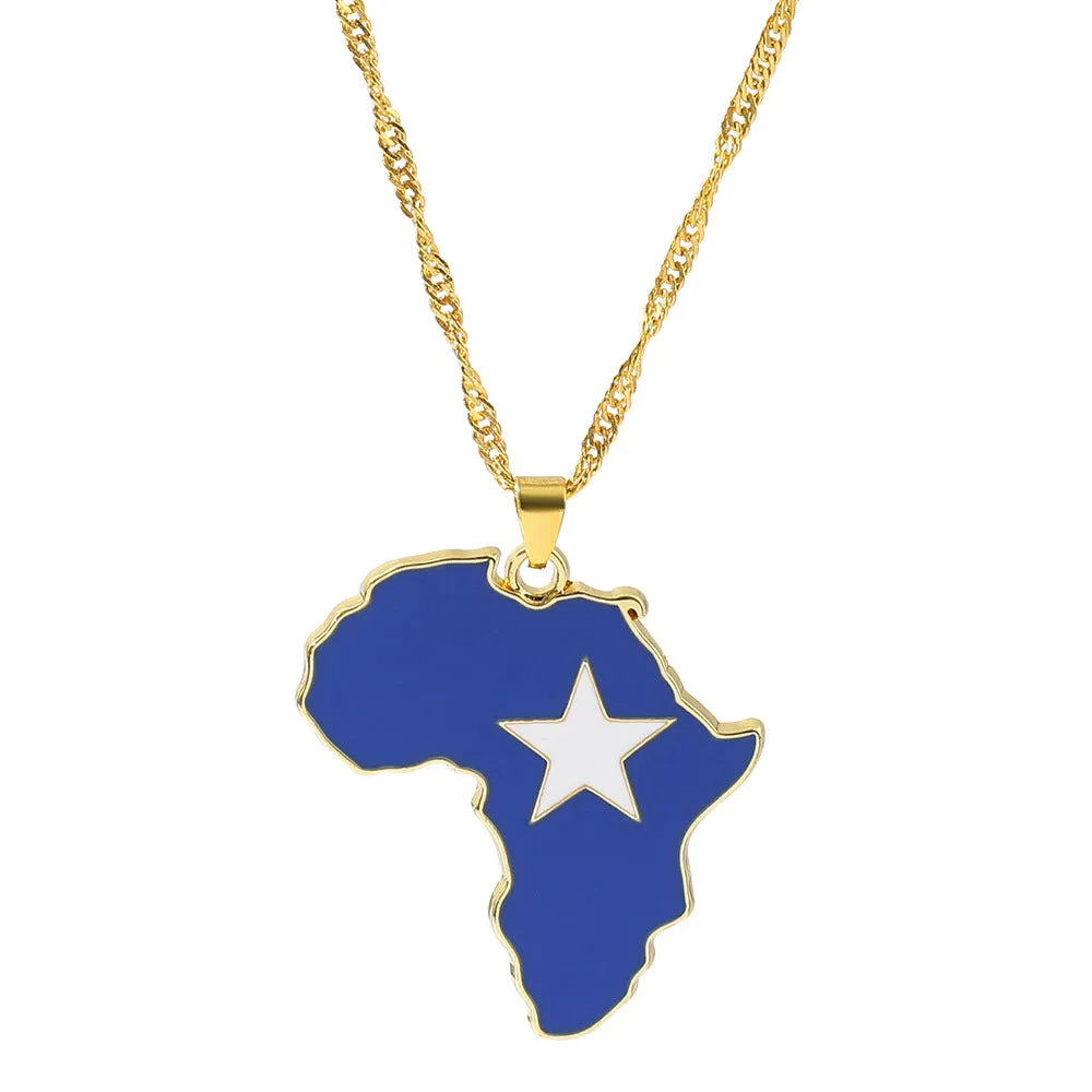 Wholesale Alloy Map Enamel Oil Drip Pendant Necklace