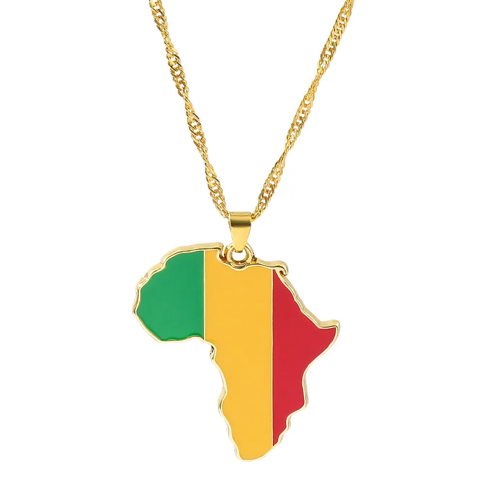 Wholesale Alloy Map Enamel Oil Drip Pendant Necklace