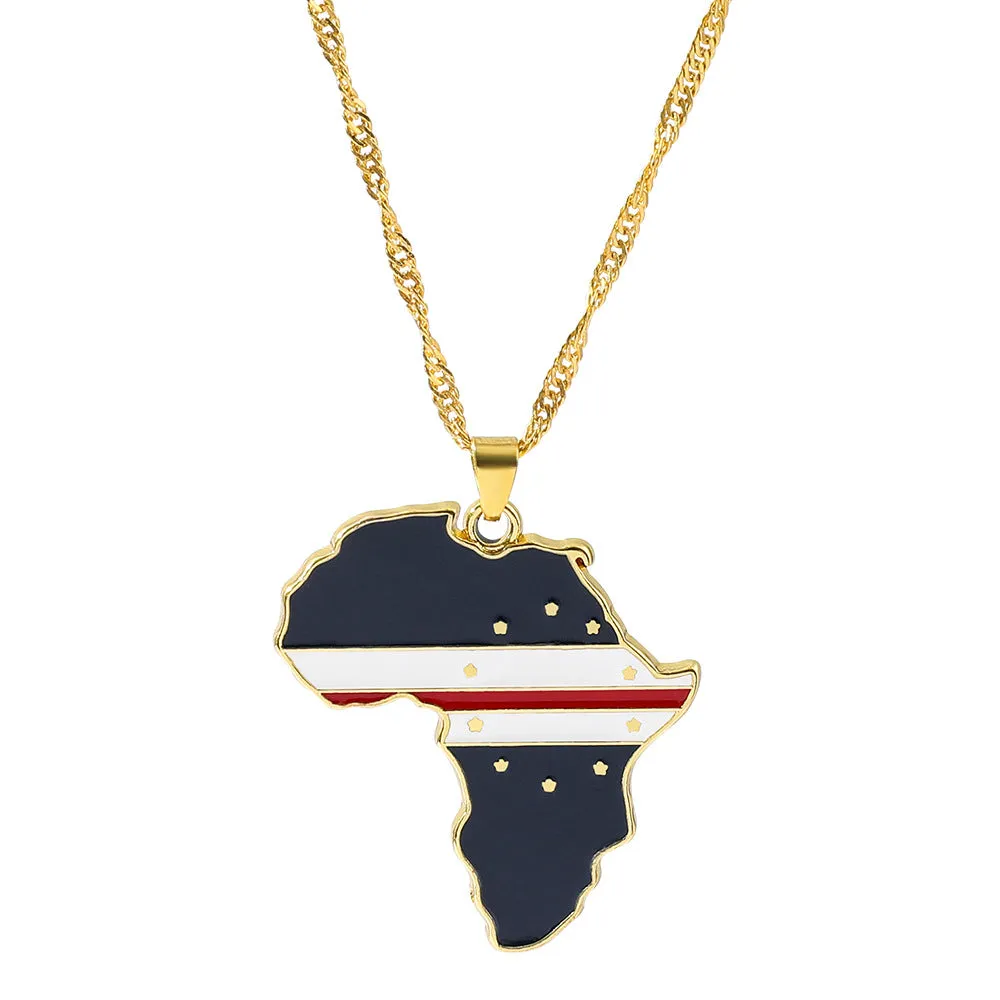 Wholesale Alloy Map Enamel Oil Drip Pendant Necklace