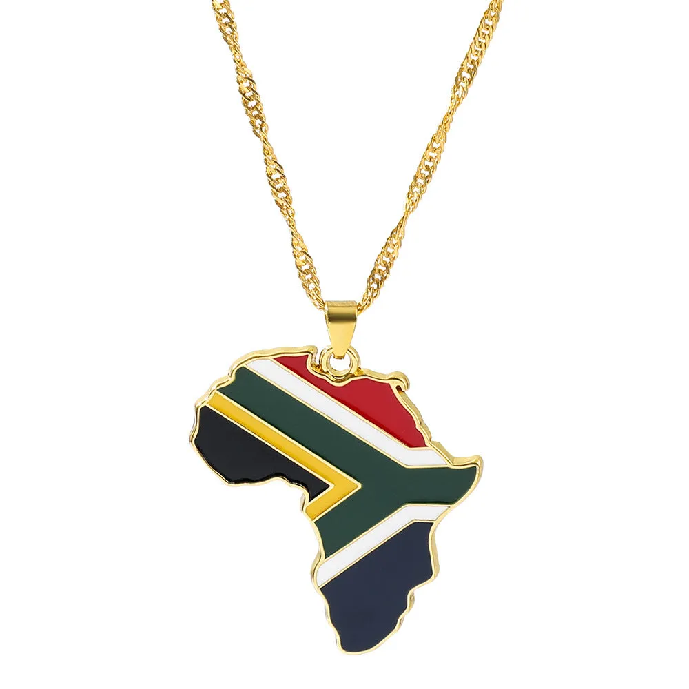 Wholesale Alloy Map Enamel Oil Drip Pendant Necklace