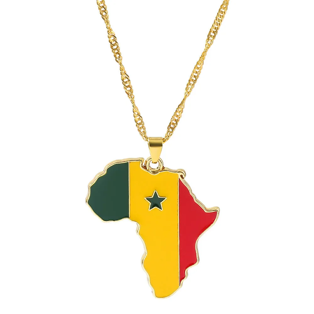 Wholesale Alloy Map Enamel Oil Drip Pendant Necklace