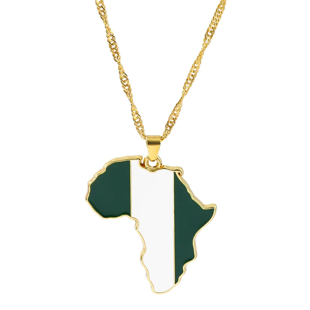 Wholesale Alloy Map Enamel Oil Drip Pendant Necklace