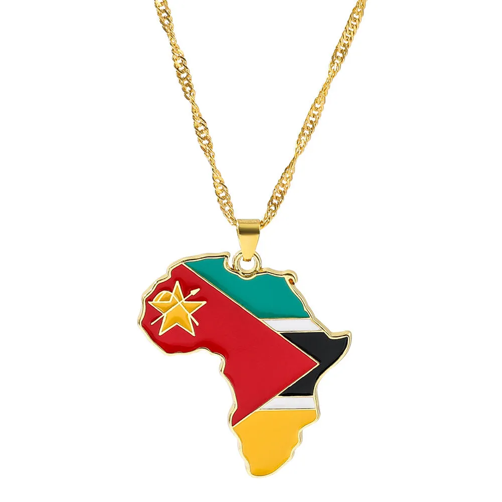 Wholesale Alloy Map Enamel Oil Drip Pendant Necklace