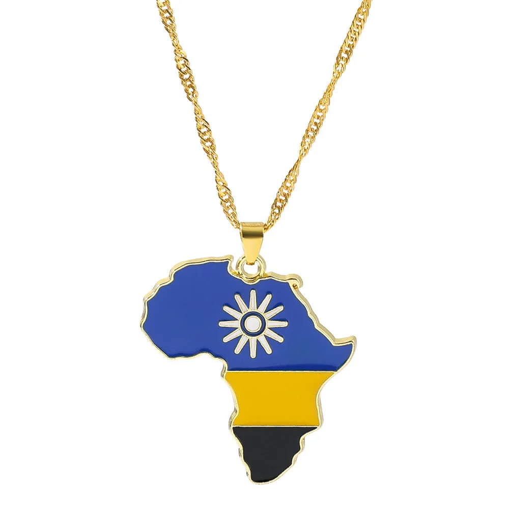 Wholesale Alloy Map Enamel Oil Drip Pendant Necklace