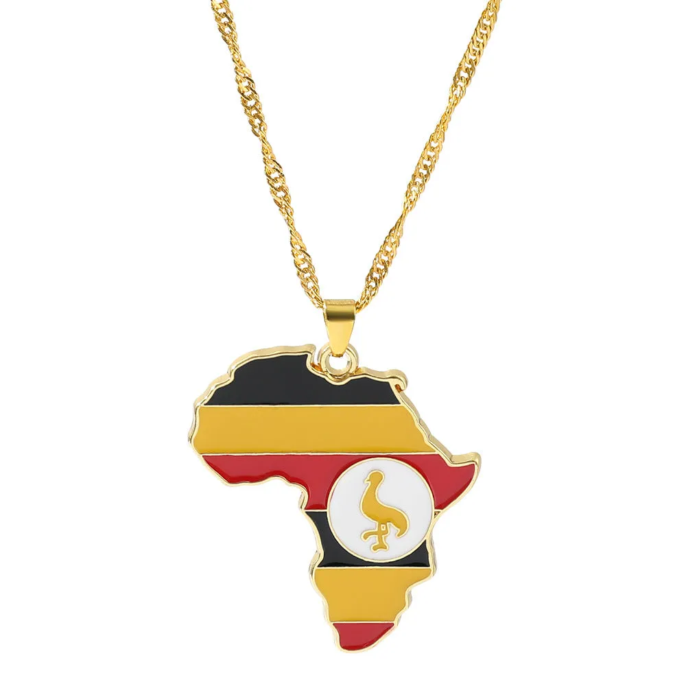 Wholesale Alloy Map Enamel Oil Drip Pendant Necklace
