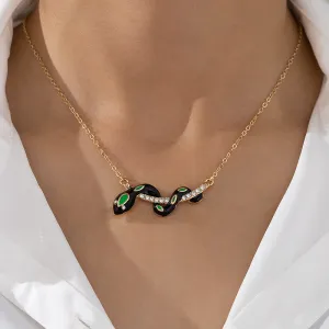 Wholesale Alloy Snake Totem Enamel Necklace
