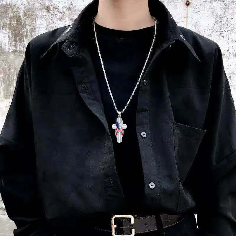 Wholesale American Flag Creative Cross Necklace