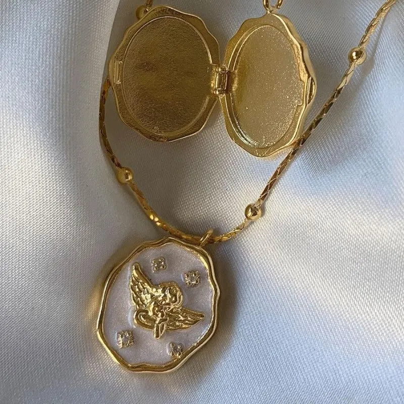 Wholesale Angel Open Close Album Box Copper Necklace