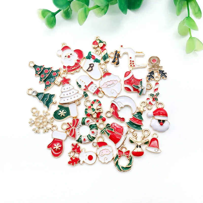 Wholesale Christmas Alloy Drip Oil DIY Necklace Pendant Accessories
