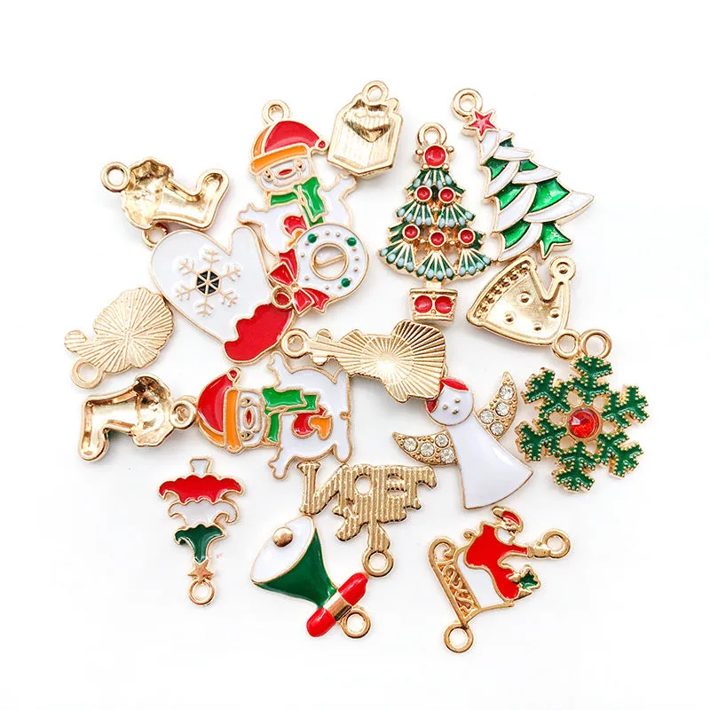 Wholesale Christmas Alloy Drip Oil DIY Necklace Pendant Accessories