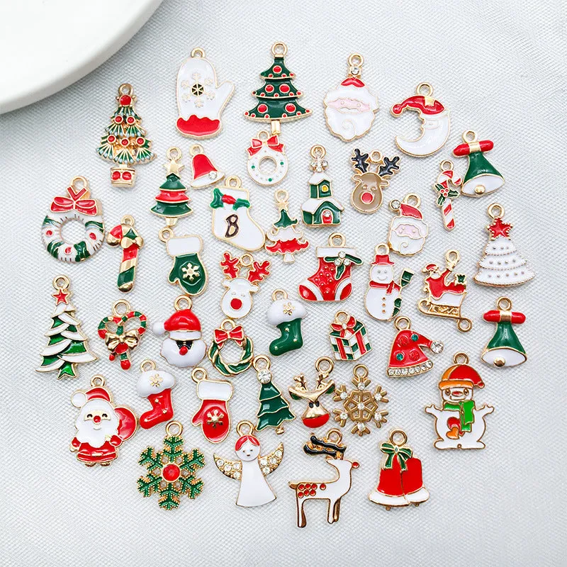 Wholesale Christmas Alloy Drip Oil DIY Necklace Pendant Accessories