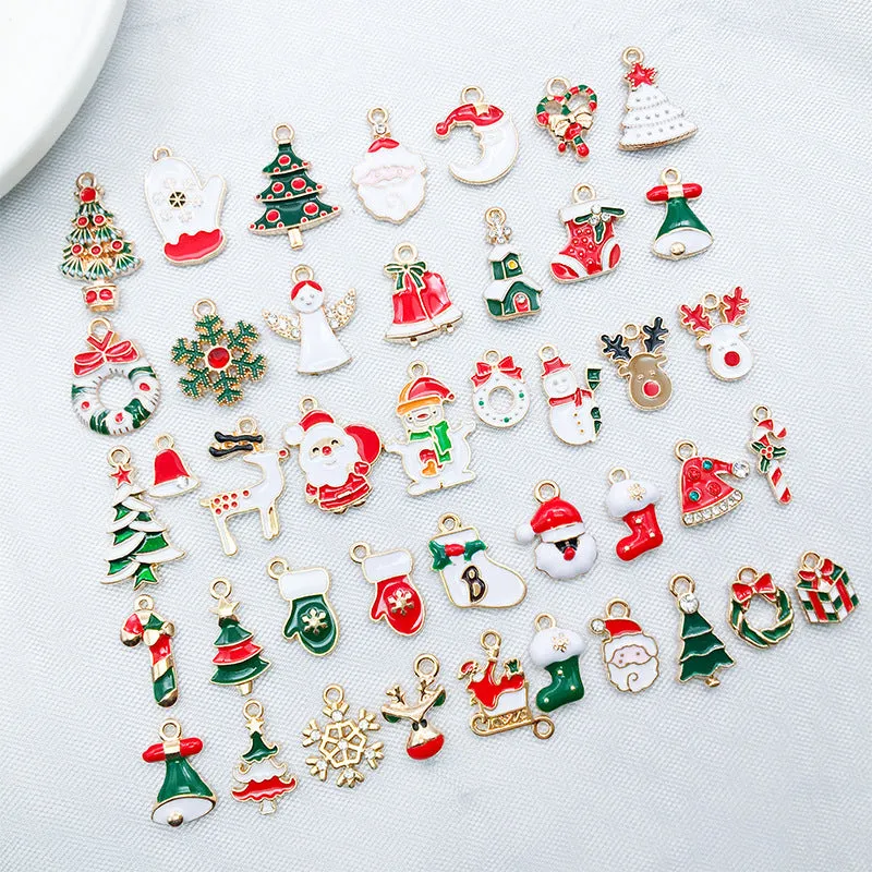 Wholesale Christmas Alloy Drip Oil DIY Necklace Pendant Accessories