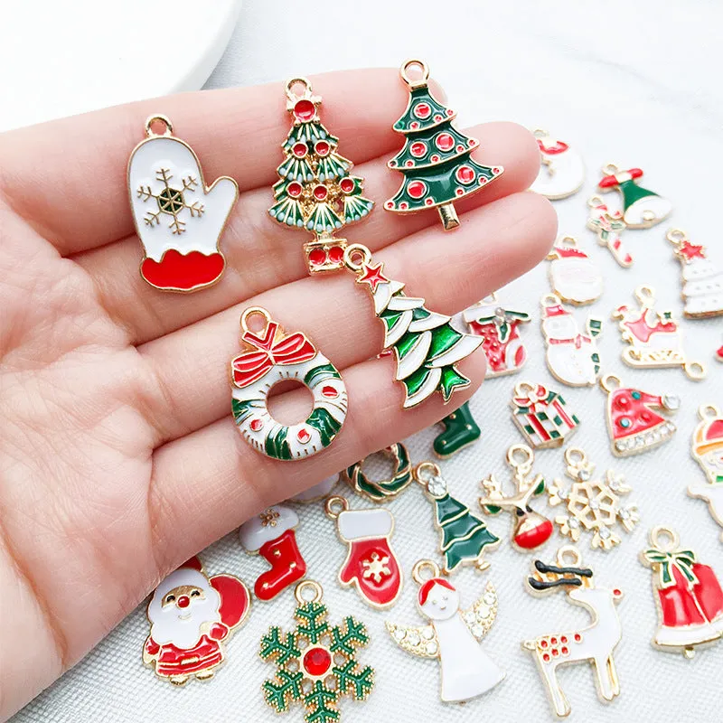 Wholesale Christmas Alloy Drip Oil DIY Necklace Pendant Accessories