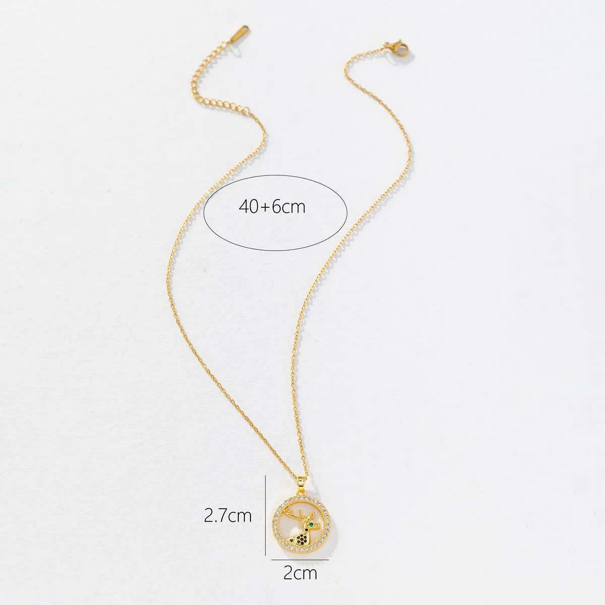Wholesale Christmas Elk Electroplated Micro Set Zircon Necklace