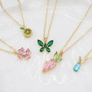 Wholesale Colorful Butterfly Zircon Necklace Clavicle Chain