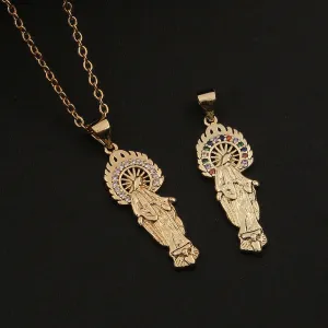 Wholesale Copper Plated Real Gold Our Lady Pendant Necklace