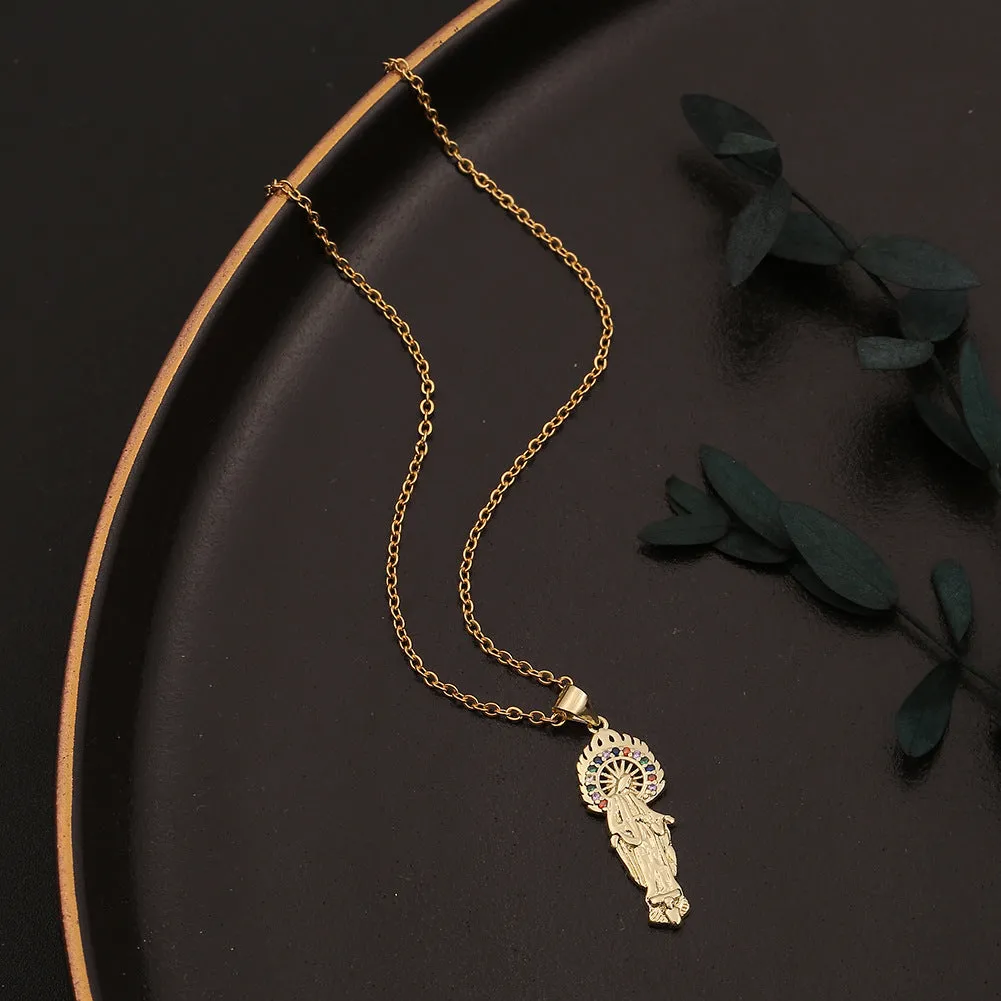 Wholesale Copper Plated Real Gold Our Lady Pendant Necklace