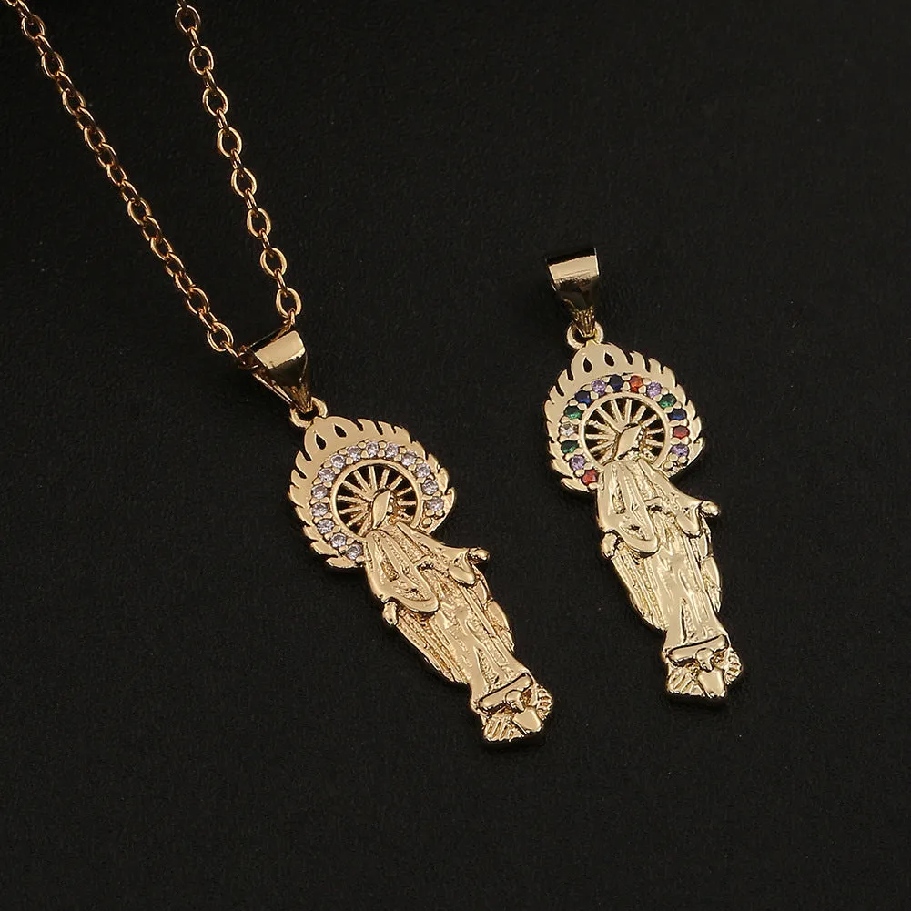 Wholesale Copper Plated Real Gold Our Lady Pendant Necklace