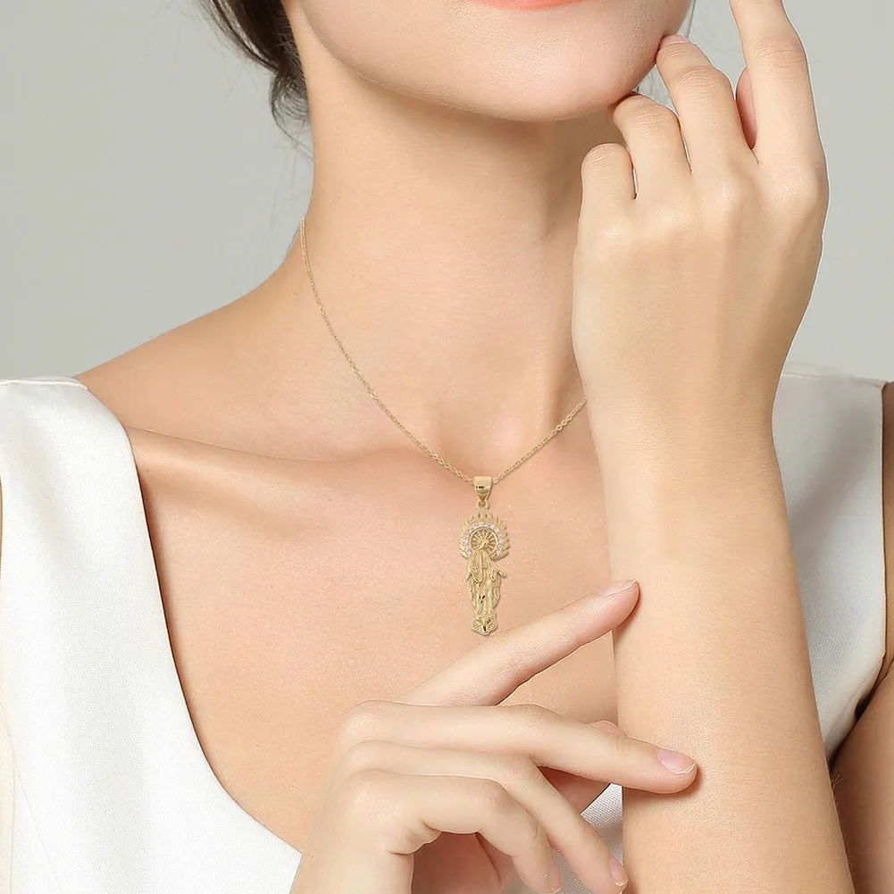 Wholesale Copper Plated Real Gold Our Lady Pendant Necklace