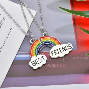 Wholesale Creative Rainbow Necklace Best Friends Stitching Necklace