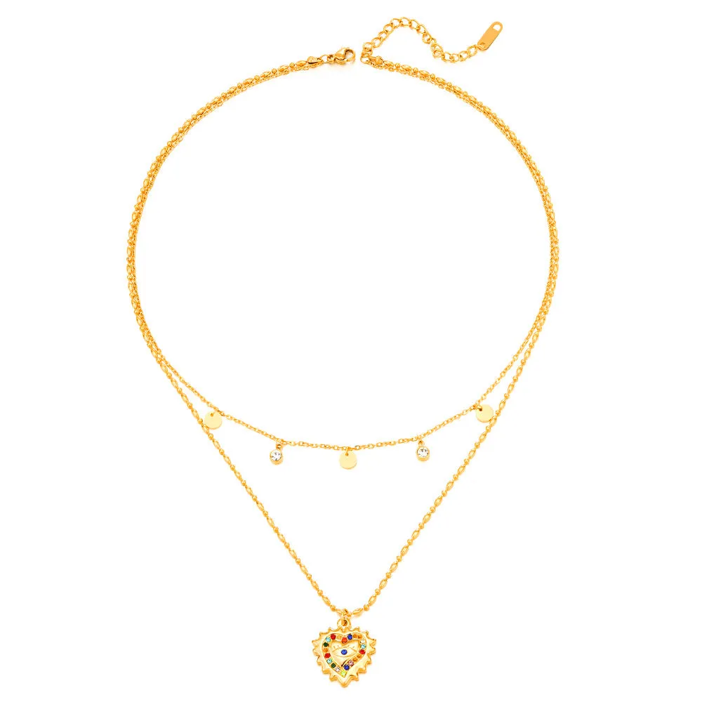 Wholesale Diamond Heart Shape Stainless Steel Necklace