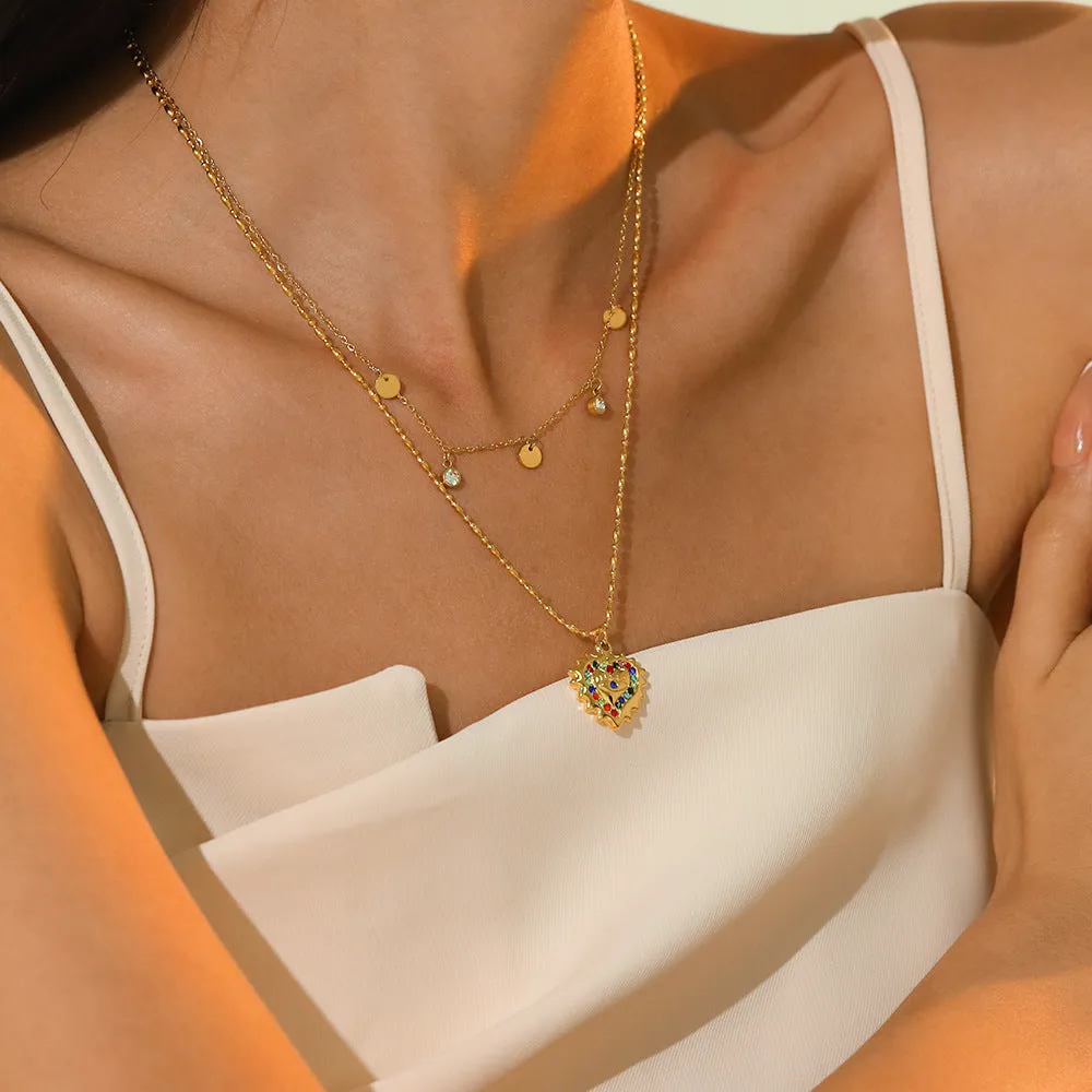 Wholesale Diamond Heart Shape Stainless Steel Necklace