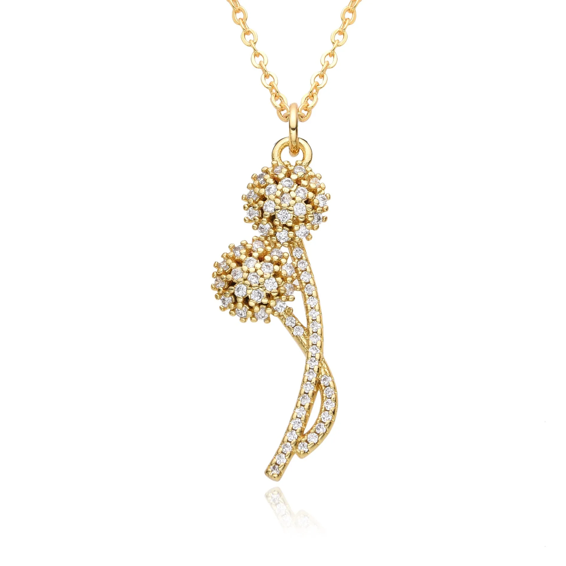 Wholesale Diamond Zircon Sunflower Flower Necklace