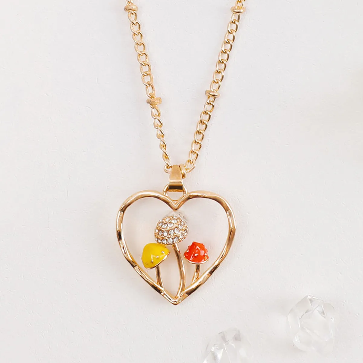 Wholesale Drip Oil Diamond Mushroom Necklace Collar Chain