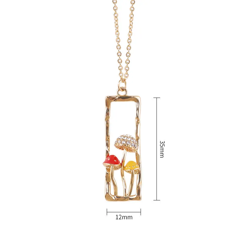 Wholesale Drip Oil Diamond Mushroom Necklace Collar Chain