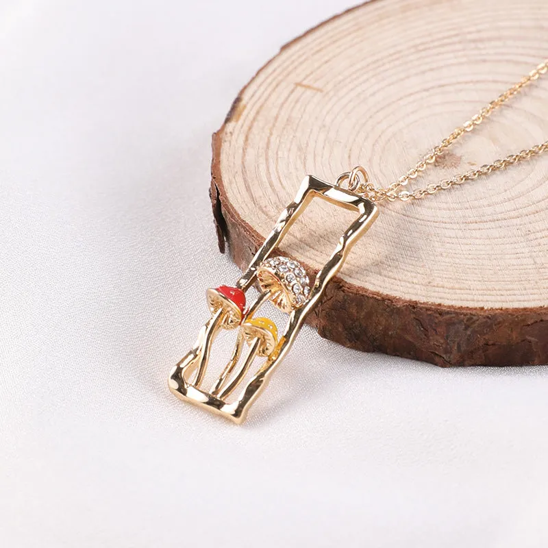 Wholesale Drip Oil Diamond Mushroom Necklace Collar Chain