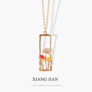 Wholesale Drip Oil Diamond Mushroom Necklace Collar Chain