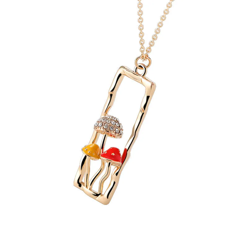 Wholesale Drip Oil Diamond Mushroom Necklace Collar Chain
