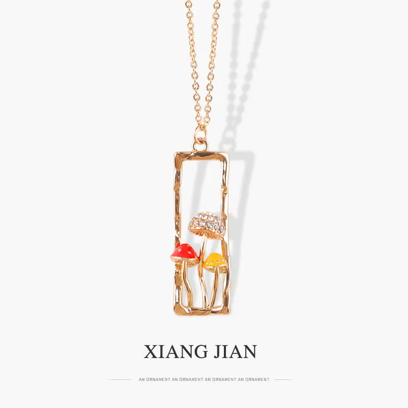 Wholesale Drip Oil Diamond Mushroom Necklace Collar Chain