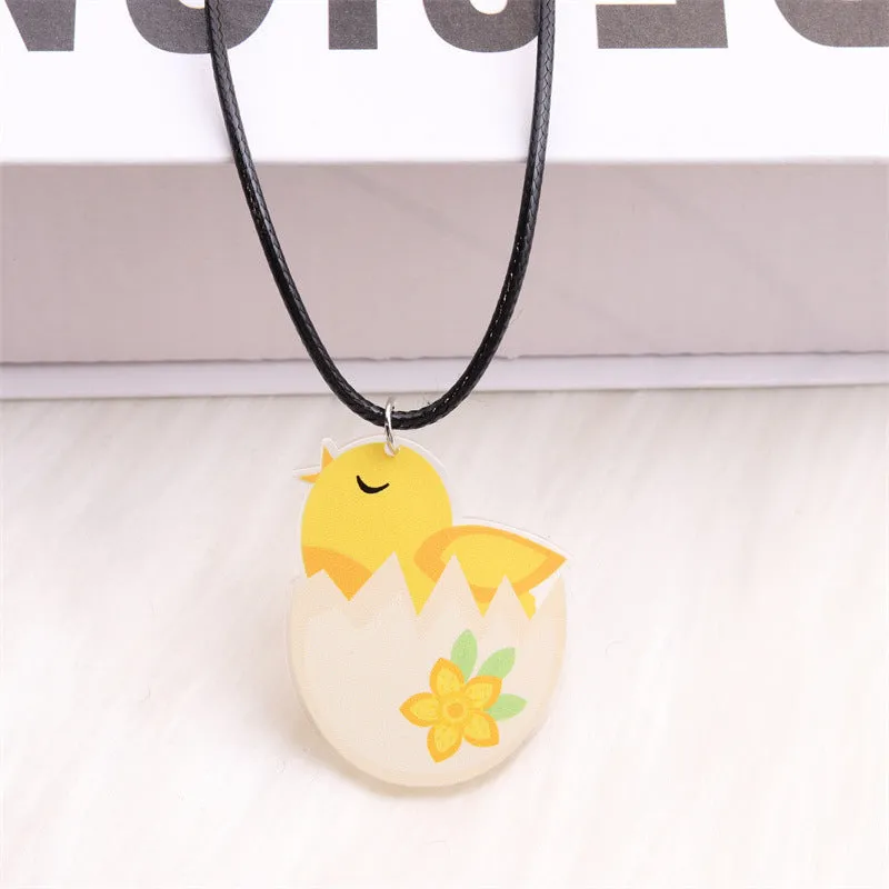 Wholesale Easter White Rabbit Basket Chick Acrylic Necklace