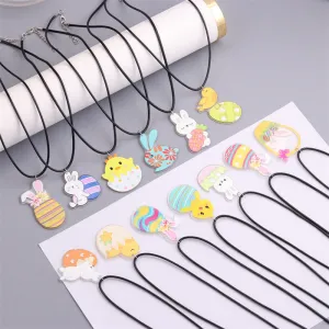 Wholesale Easter White Rabbit Basket Chick Acrylic Necklace