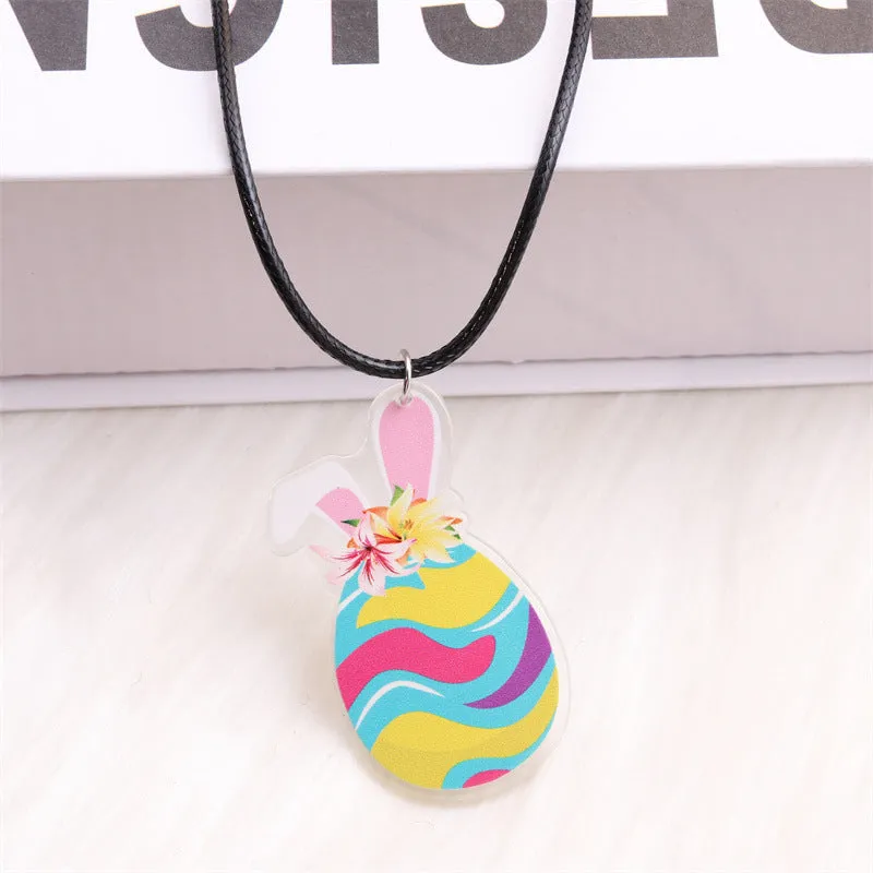 Wholesale Easter White Rabbit Basket Chick Acrylic Necklace
